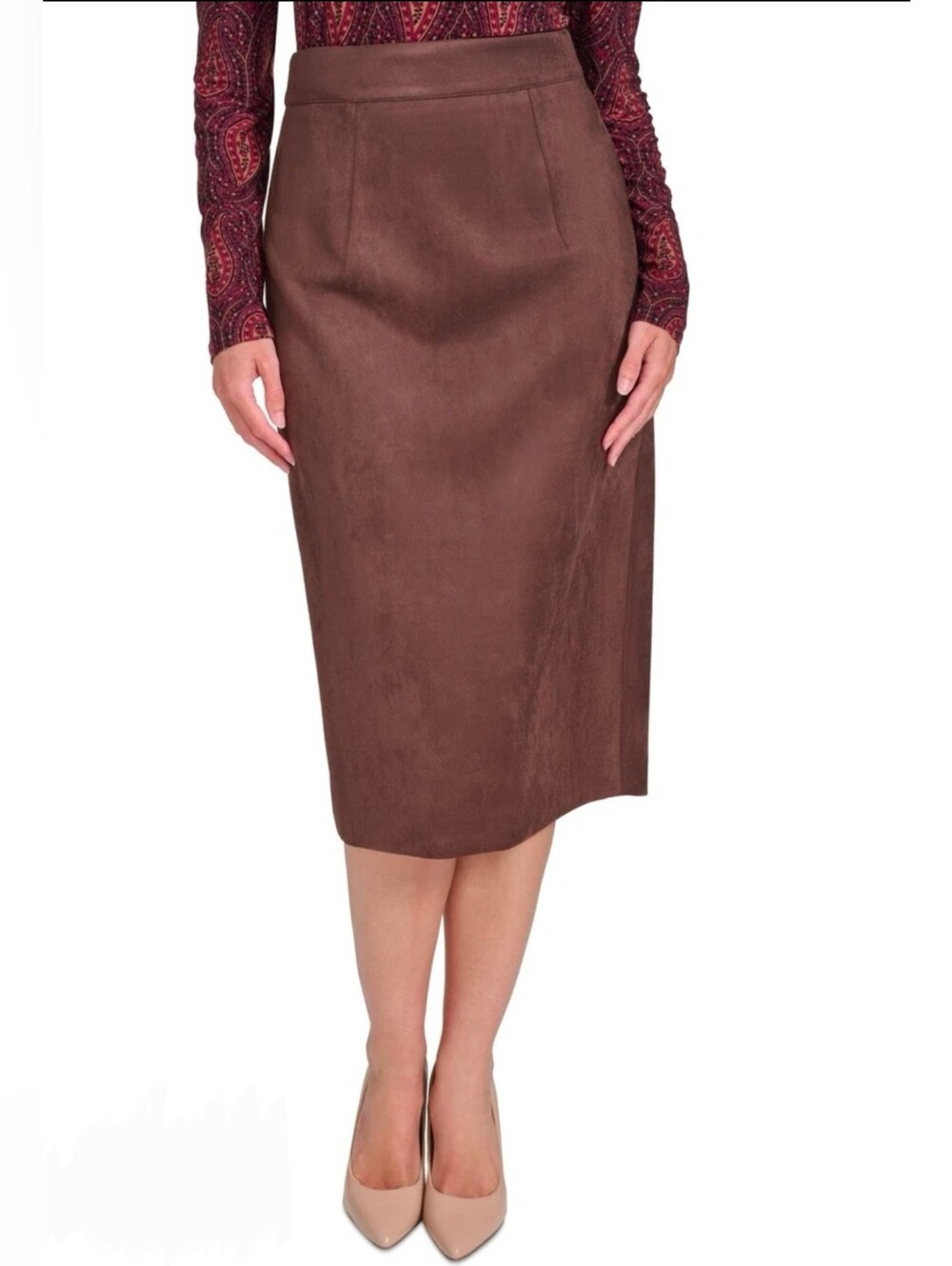 (1770) NWOT TOMMY HILFIGER Faux Suede Pencil Skirt, Size 6 - Picture 4 of 6